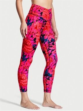 Victoria's Secret Live On Pointe High Rise Crossover Pink Floral Sports Leggings